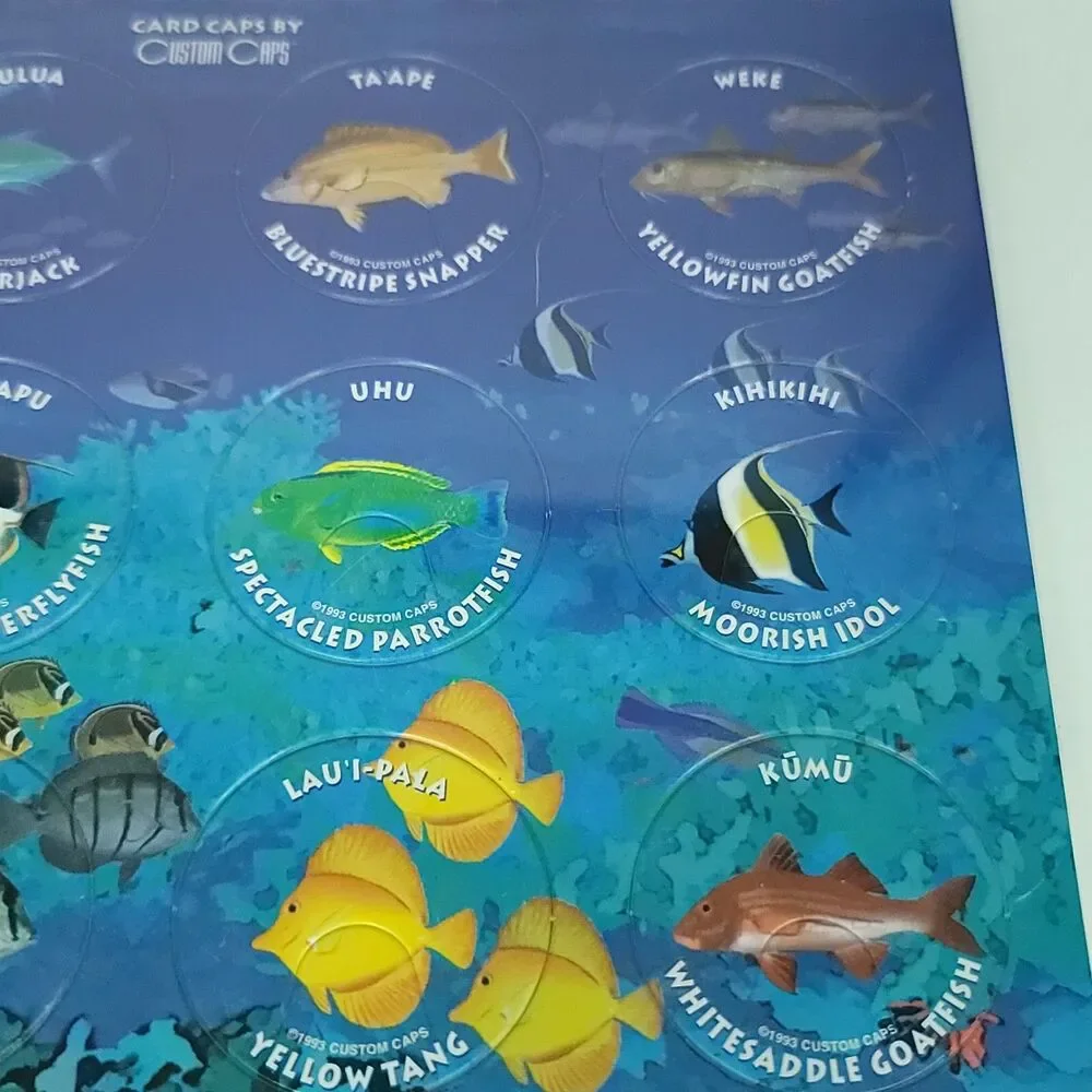 Pogs Tropical Reef Fish Custom Caps Sealed On Card NEW